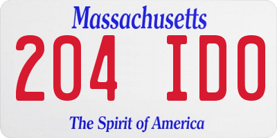 MA license plate 204ID0