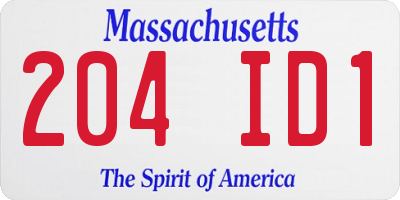 MA license plate 204ID1
