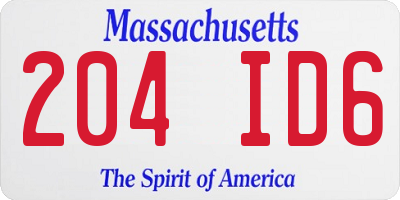 MA license plate 204ID6