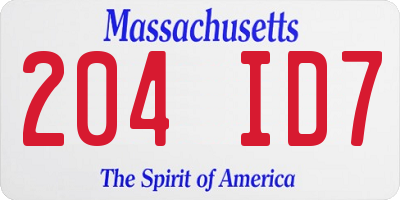 MA license plate 204ID7