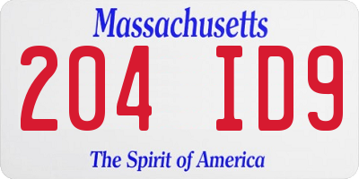 MA license plate 204ID9