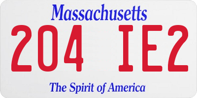 MA license plate 204IE2