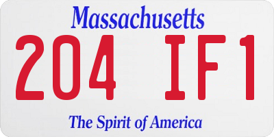 MA license plate 204IF1
