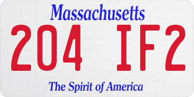 MA license plate 204IF2
