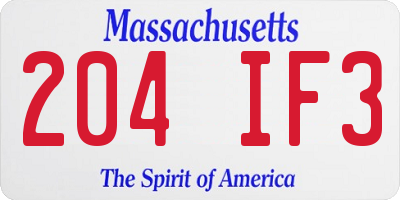 MA license plate 204IF3