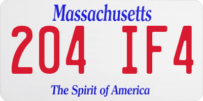 MA license plate 204IF4