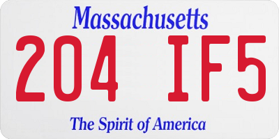 MA license plate 204IF5