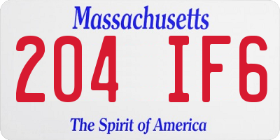 MA license plate 204IF6