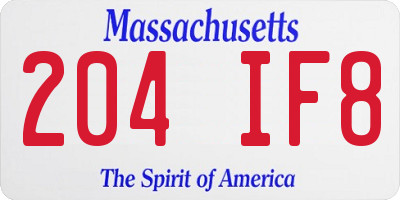 MA license plate 204IF8