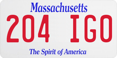 MA license plate 204IG0