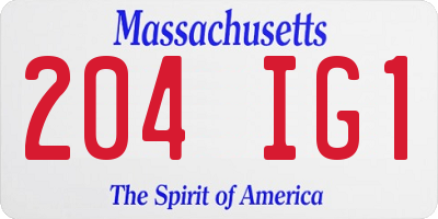 MA license plate 204IG1
