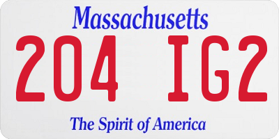 MA license plate 204IG2