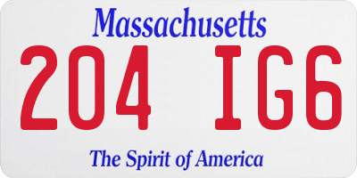 MA license plate 204IG6