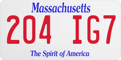 MA license plate 204IG7