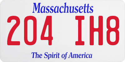 MA license plate 204IH8
