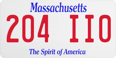 MA license plate 204II0