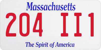 MA license plate 204II1