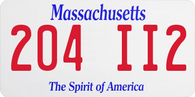 MA license plate 204II2