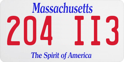 MA license plate 204II3