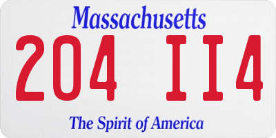 MA license plate 204II4