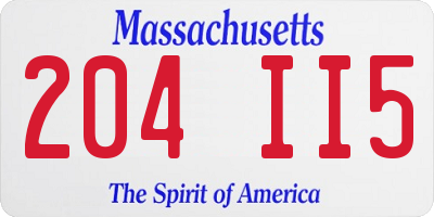 MA license plate 204II5