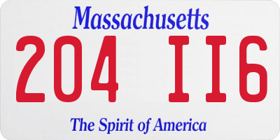 MA license plate 204II6