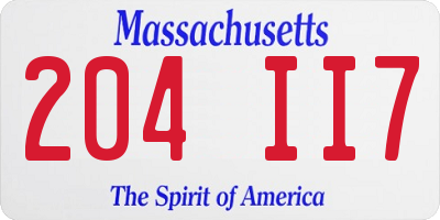 MA license plate 204II7