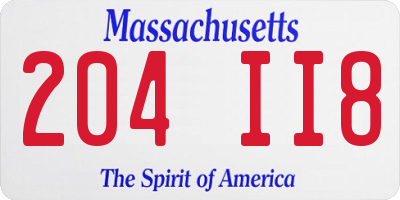 MA license plate 204II8