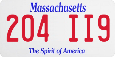 MA license plate 204II9