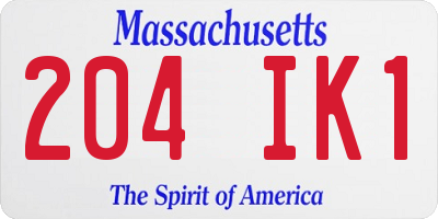 MA license plate 204IK1
