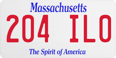 MA license plate 204IL0