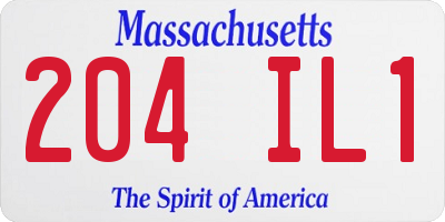 MA license plate 204IL1