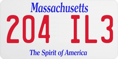 MA license plate 204IL3