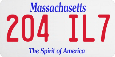 MA license plate 204IL7