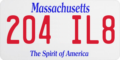 MA license plate 204IL8