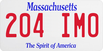 MA license plate 204IM0