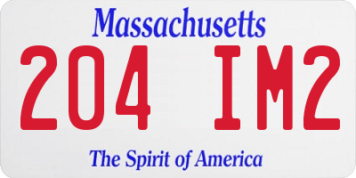 MA license plate 204IM2