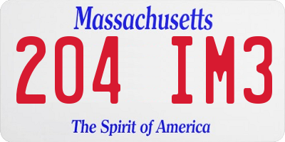 MA license plate 204IM3