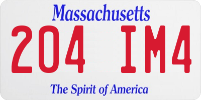 MA license plate 204IM4