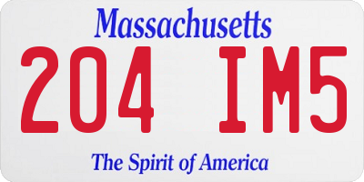 MA license plate 204IM5