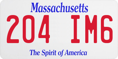 MA license plate 204IM6