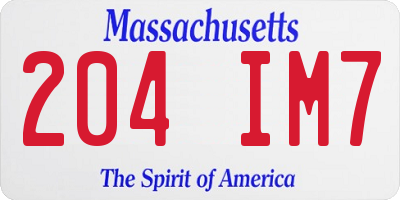 MA license plate 204IM7