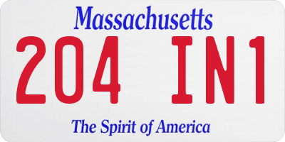 MA license plate 204IN1