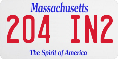 MA license plate 204IN2