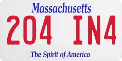 MA license plate 204IN4