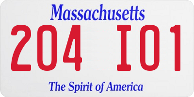 MA license plate 204IO1