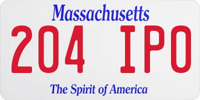 MA license plate 204IP0