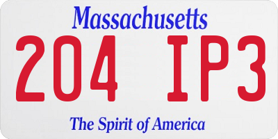 MA license plate 204IP3