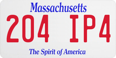 MA license plate 204IP4