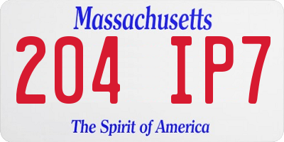 MA license plate 204IP7